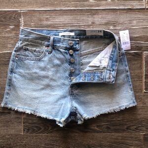 PacSun Vintage High Rise Margot Size 26 Blue Jean Shorts Button Fly Cut Offs